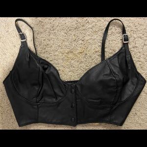 NWT- snap front leather bra/ halter top